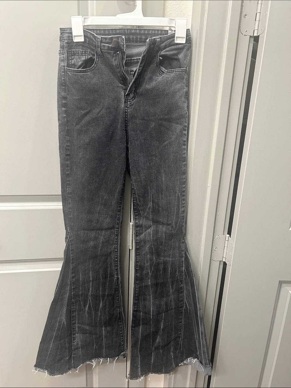 Black Washed Flare Jeans - Women's